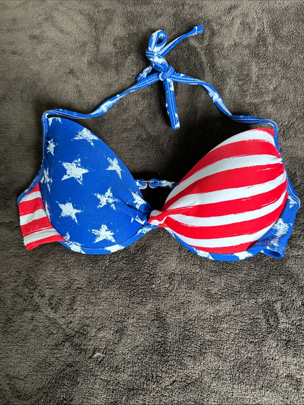 Xhilaration Red & Blue Stars and Stripes Halter Bikini Top